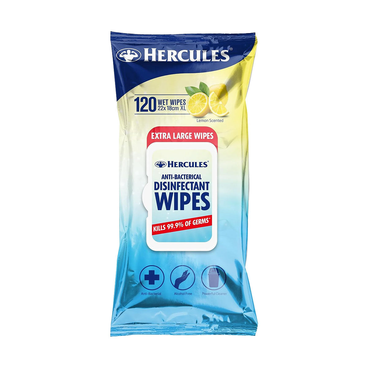 Hercules Disinfectant Wipes XL Lemon 120pk