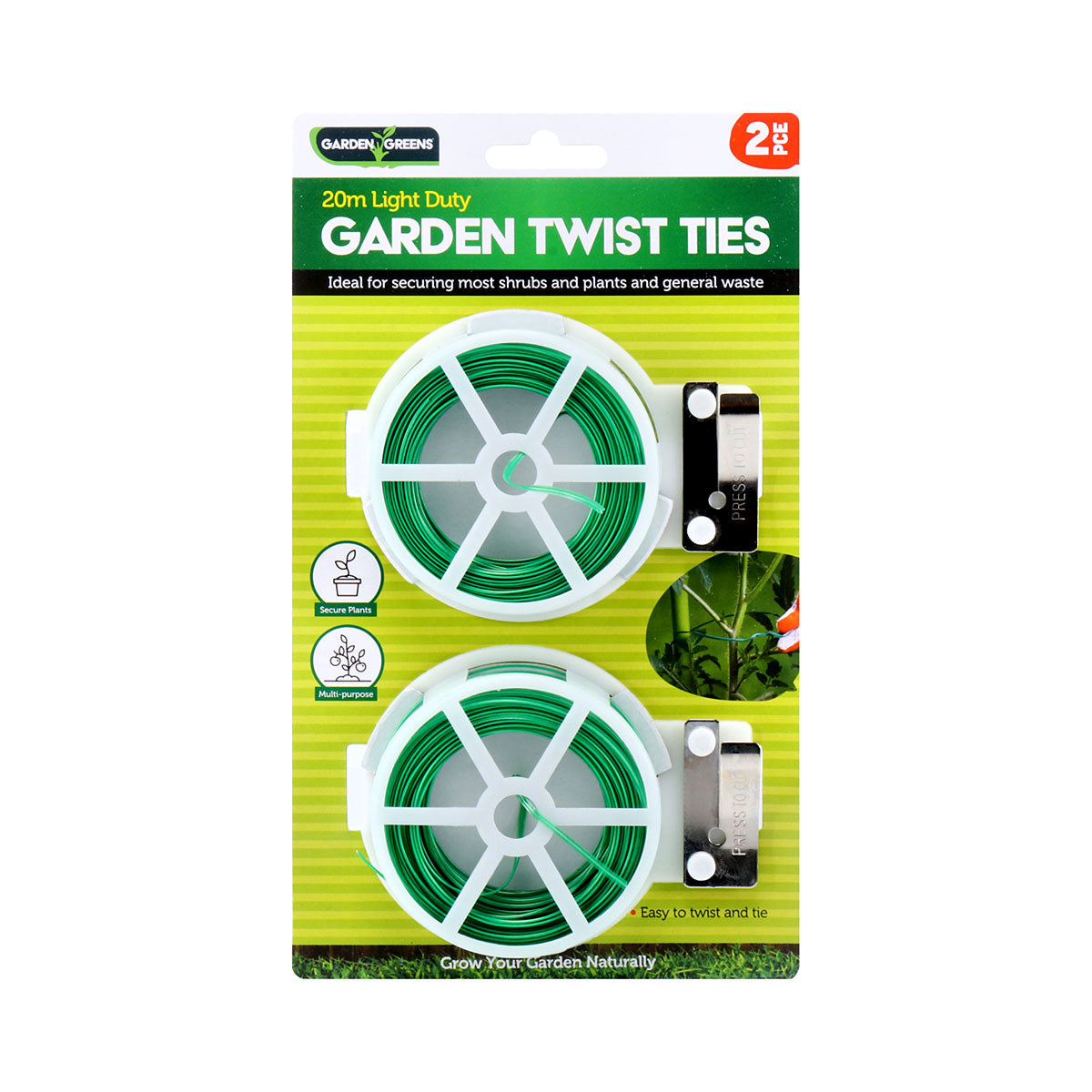 Plant Twist Tie With Cutter 20m Each 2pk