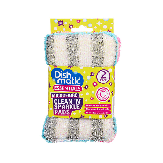 Dishmatic Essential Microfibre Clean'N'Sparkle Pads 2pk