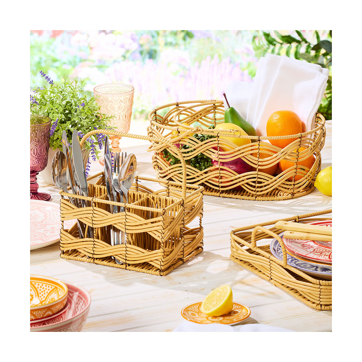 PP Wicker Basket With Handle