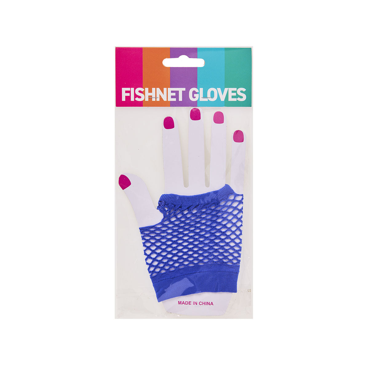 Costume Fishnet Gloves Red/Blue