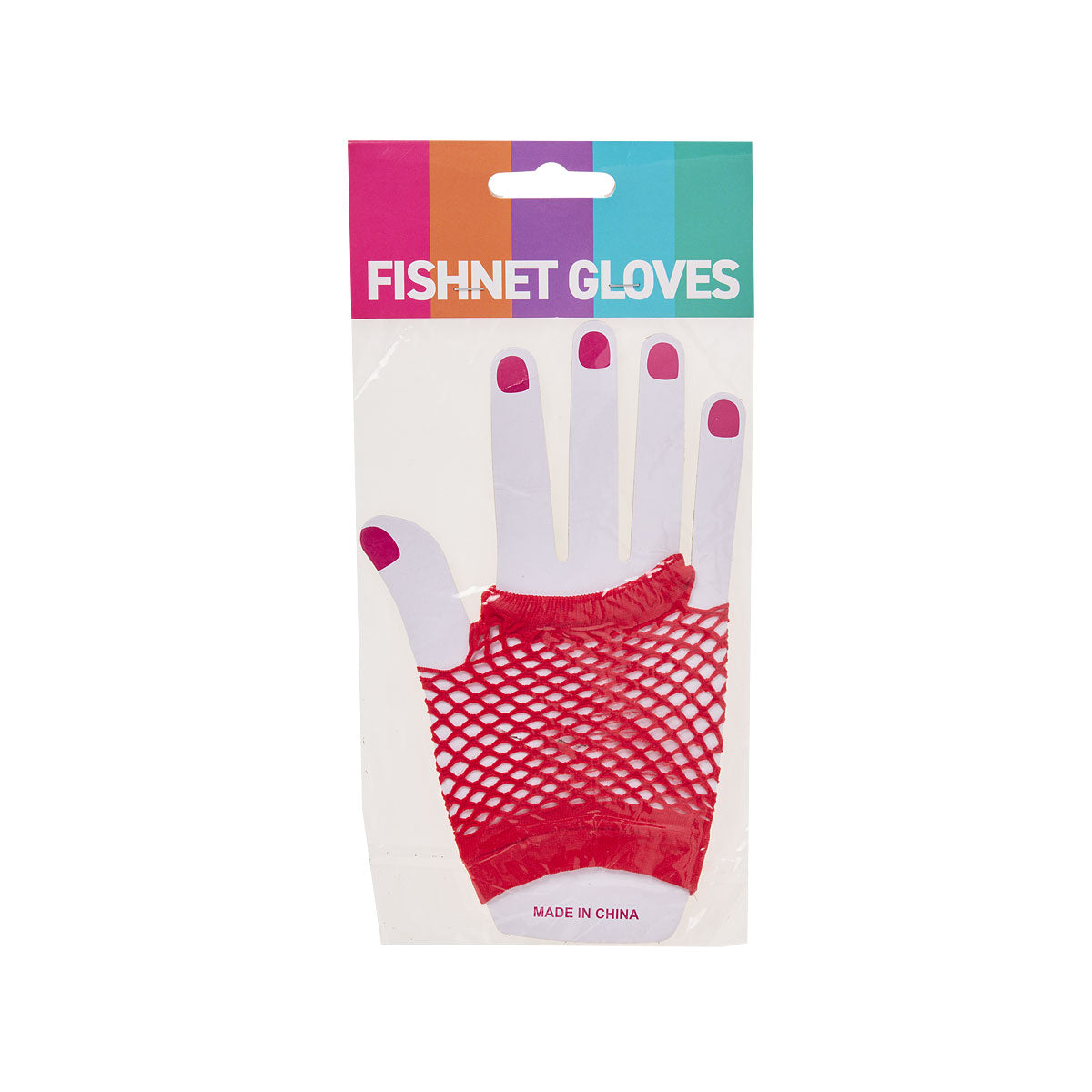 Costume Fishnet Gloves Red/Blue