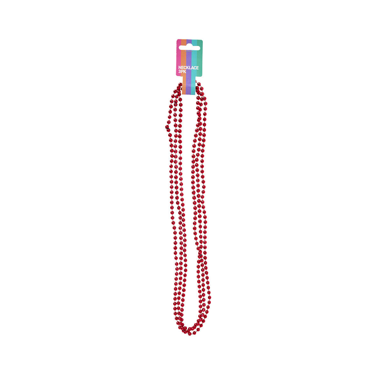 Costume Necklace Red/Blue 80cm 3pk