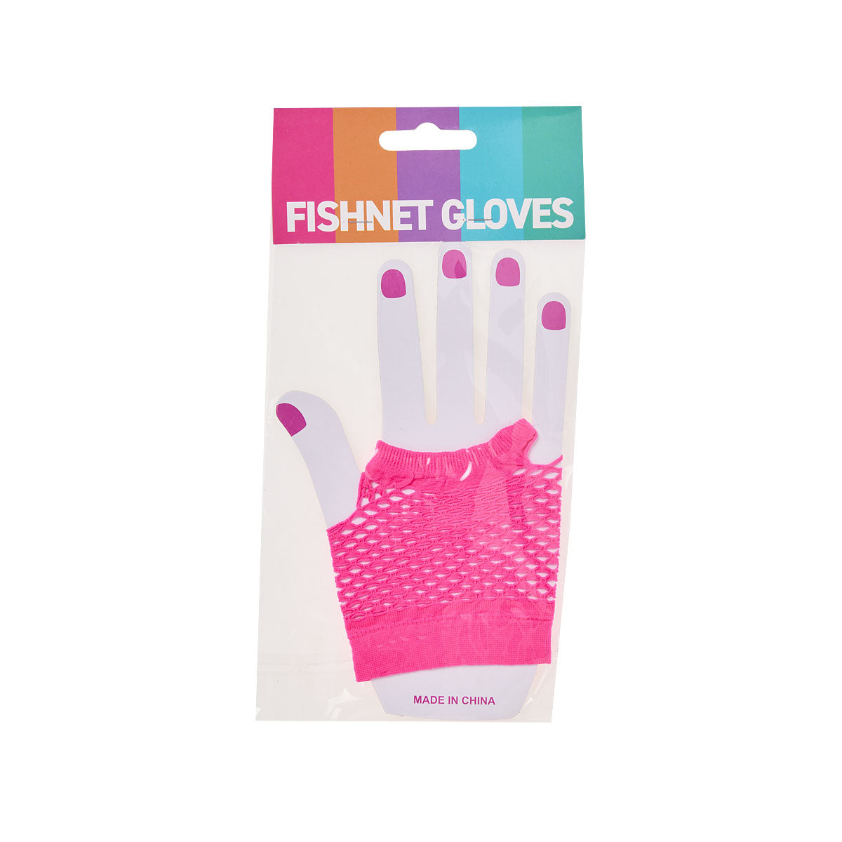 Costume Fishnet Gloves Black/Fluoro Pink