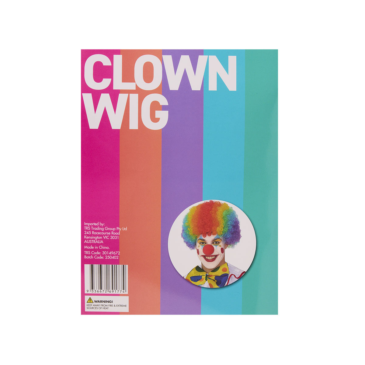 Costume Wig Rainbow Clown