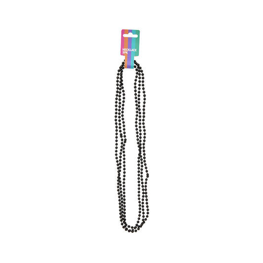 Costume Necklace Black/Silver/Pearl 80cm 3pk