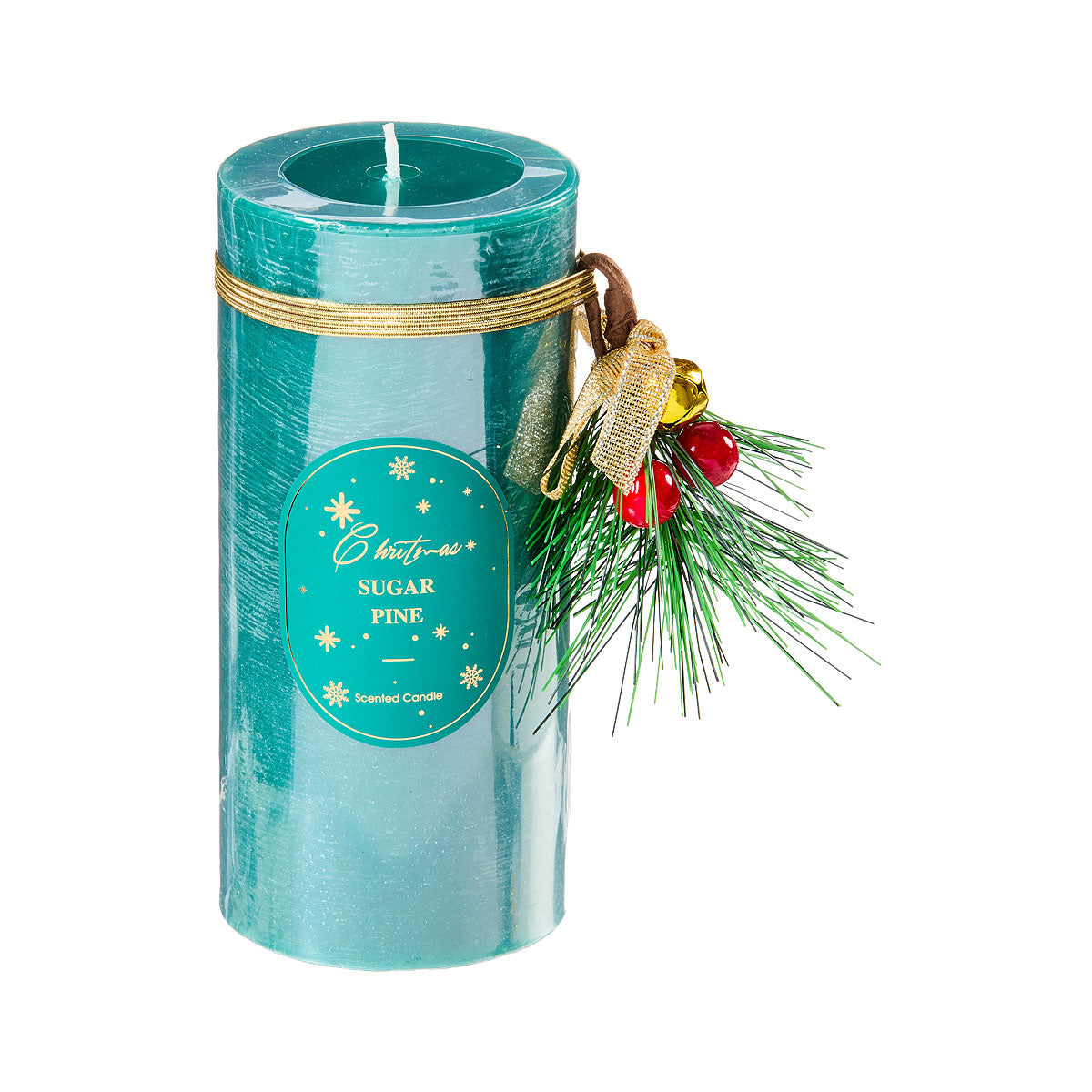 Christmas Pillar Candle Red/Green 15cm