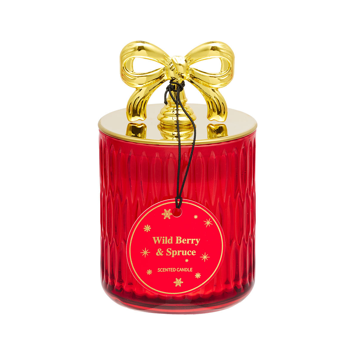 Christmas Novelty Glass Candle Gold Lid Red/Green