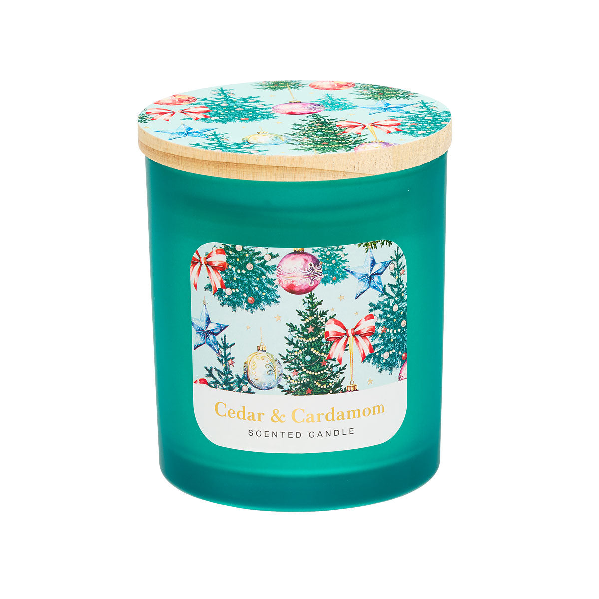 Christmas Frost Candle Wooden Lid Assorted