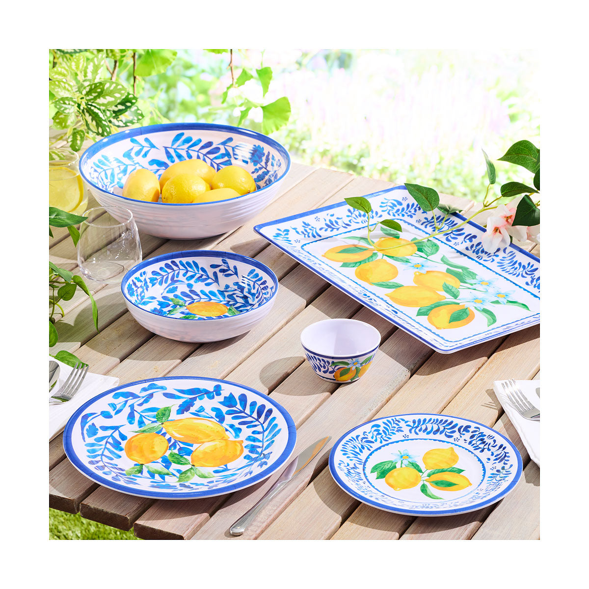 Blue Lemons Melamine Bowl