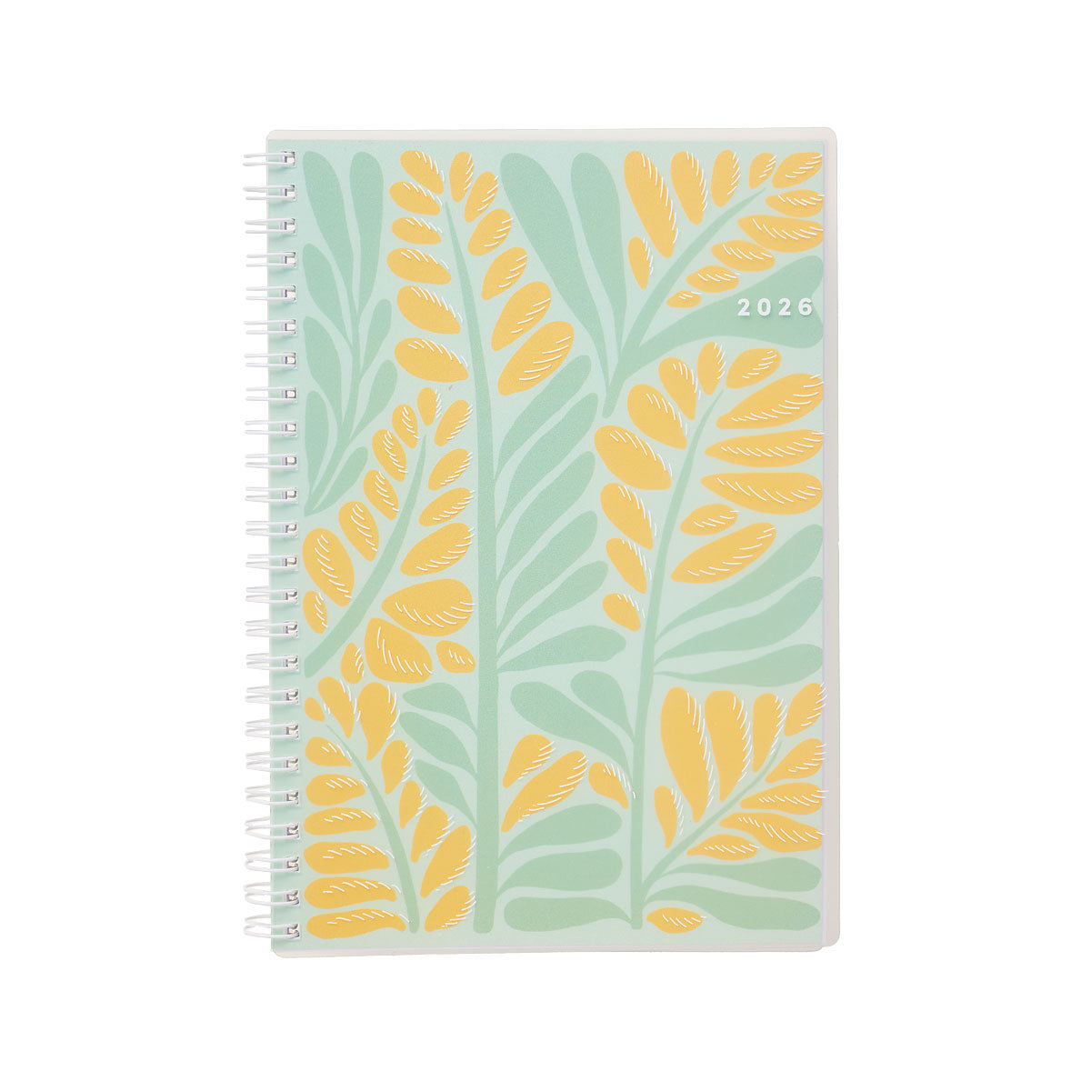 2026 A5 Diary Week-To-View PP Cover Pale Mint Frond