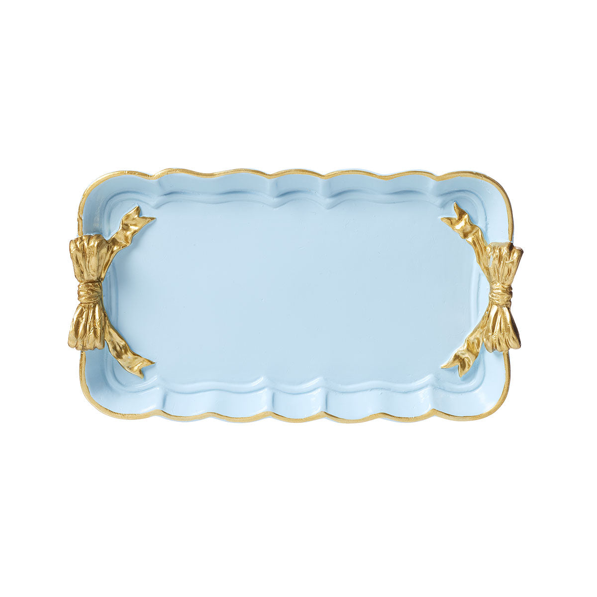 Bow Décor Trinket Tray White/Aqua