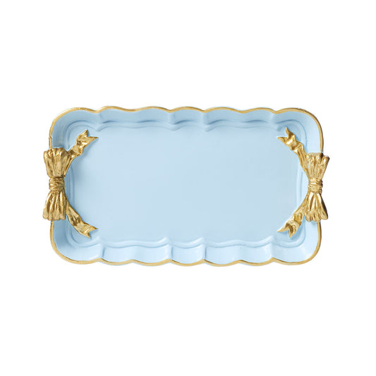 Bow Décor Trinket Tray White/Aqua