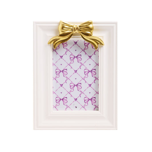 Bow Photo Frame White/Blue 4"X6"