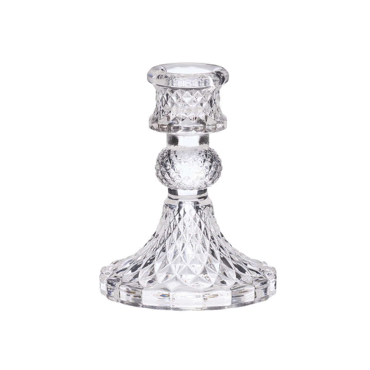 Glass Candlestick Holder Clear/Blue