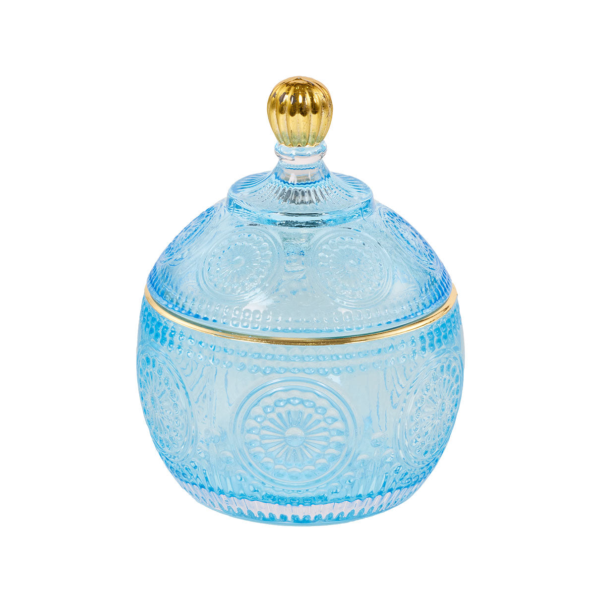 Glass Trinket Jar Blue/White