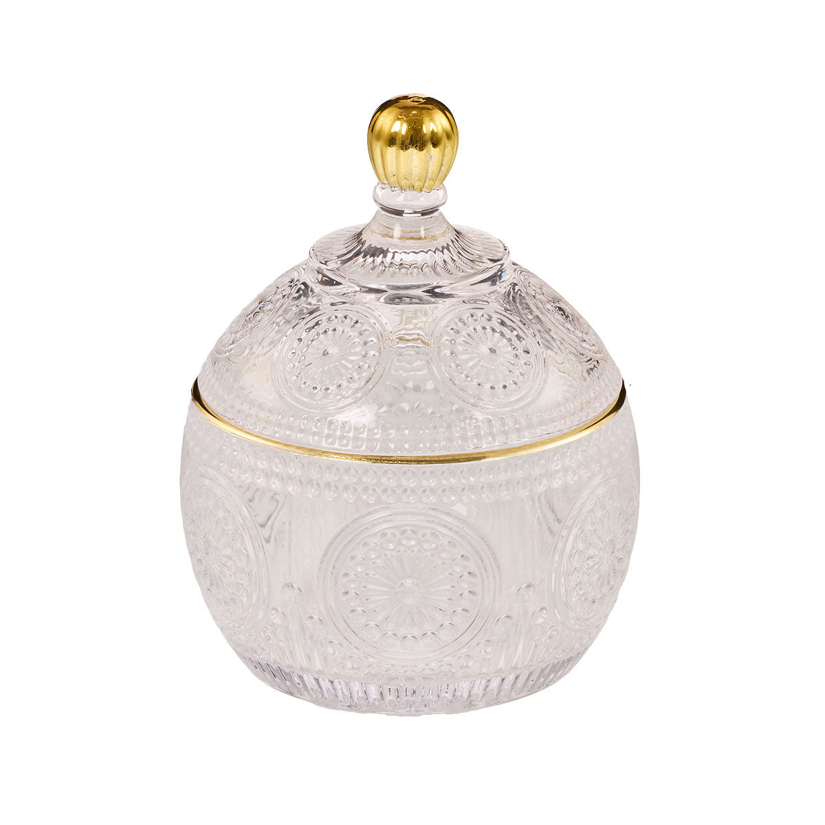 Glass Trinket Jar Blue/White
