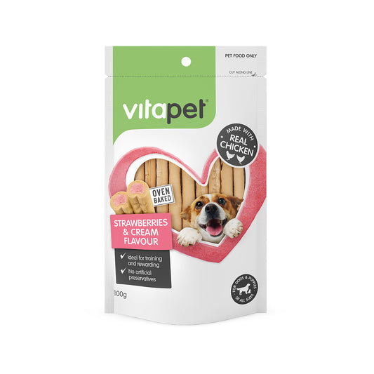 Vitapet Strawberry & Cream Sticks With Chicken 100g