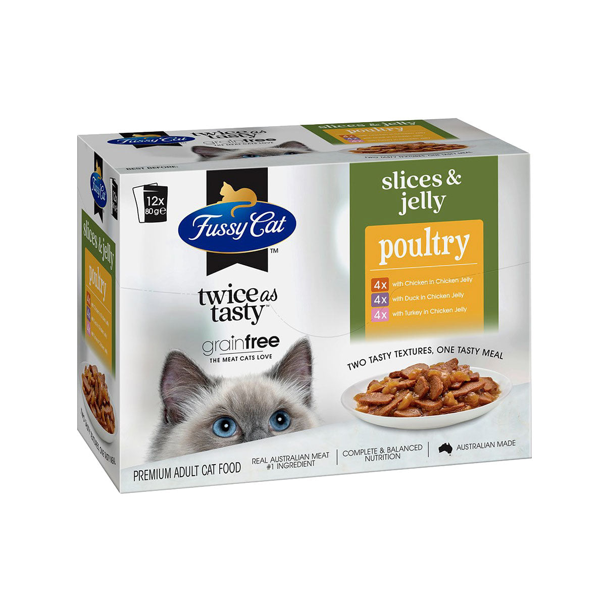Fussy Cat Slices & Chicken Jelly 12pk 80g