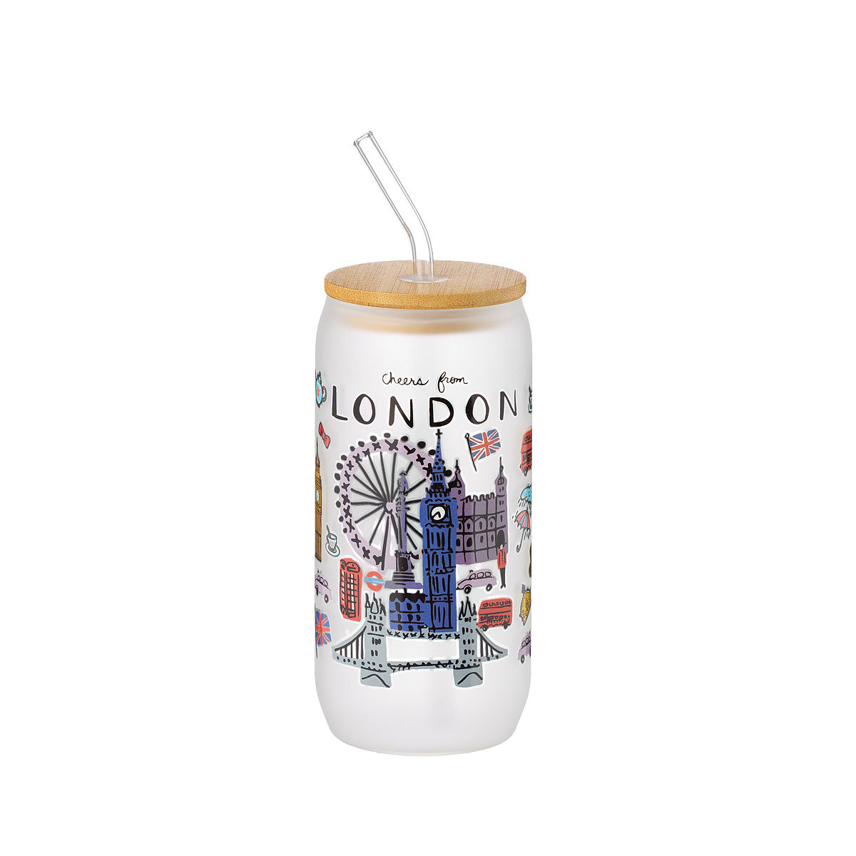 World Cities Glass Smoothie Cup Assorted