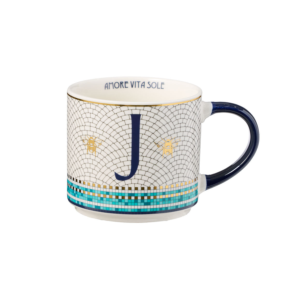 Abeilles Bleues Monogram Mug M/J/A