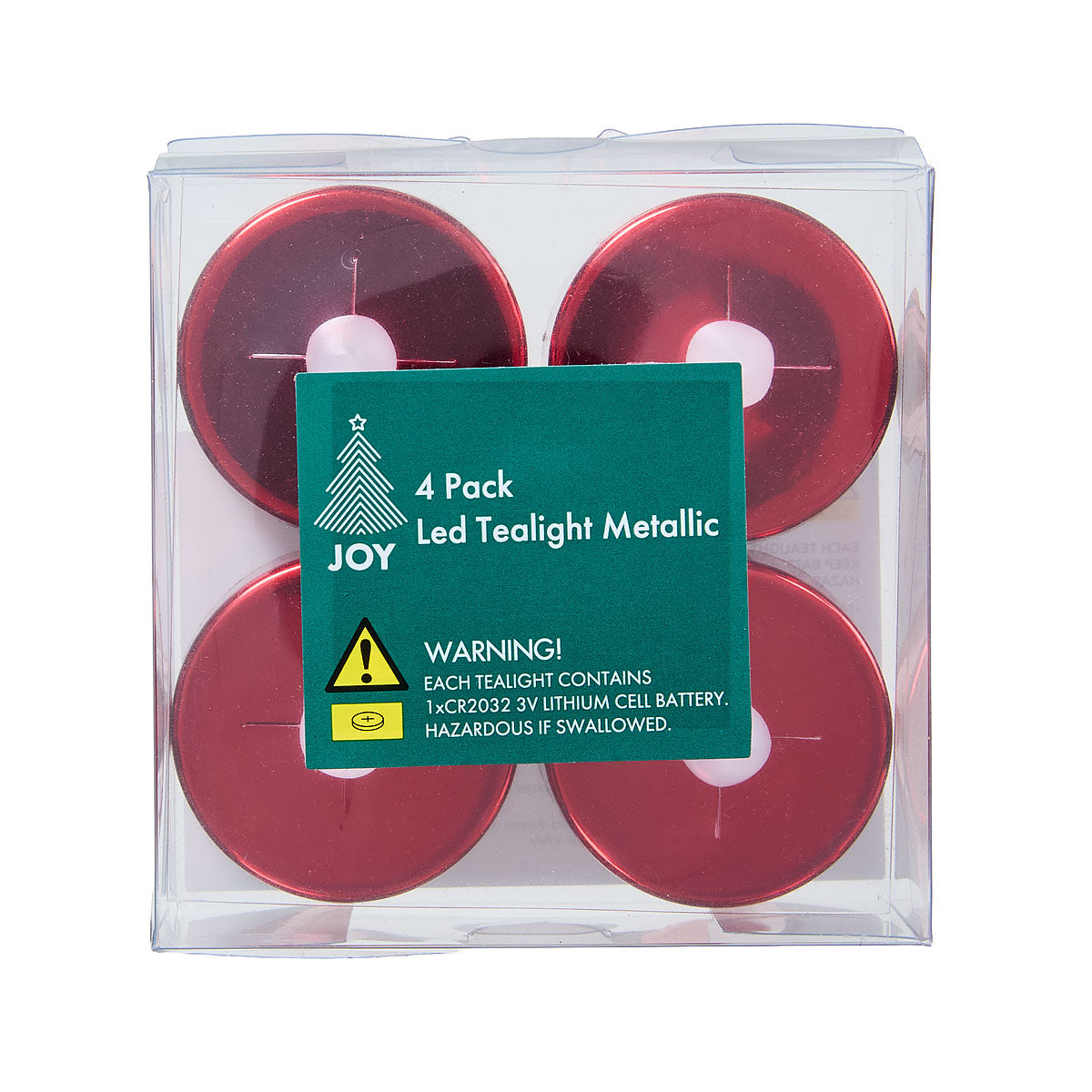 Christmas LED Metallic Tealight Metallic Green/Red 4pk