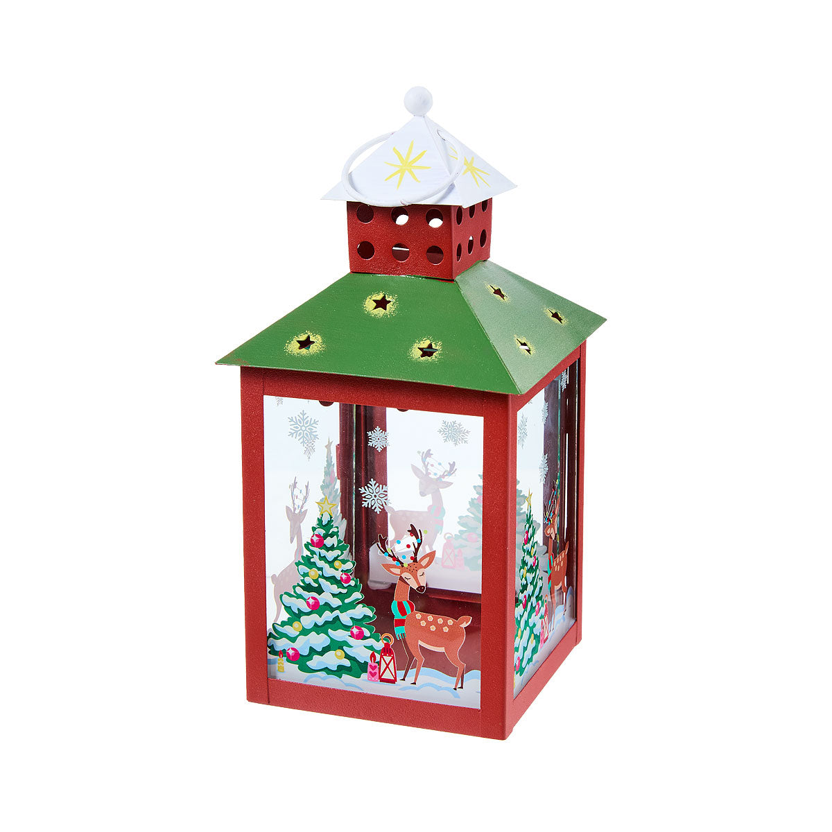 Christmas Décor Painted Lantern Red/White