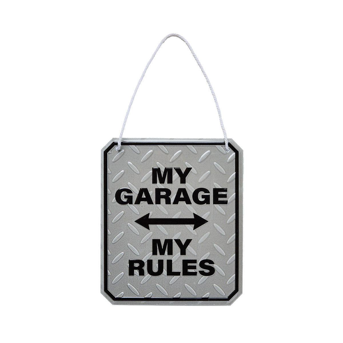 Hanging Tin Plaque Garage Rules