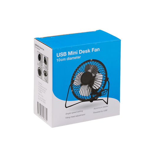 Battery-Operated Metal USB Desk Fan 10cm