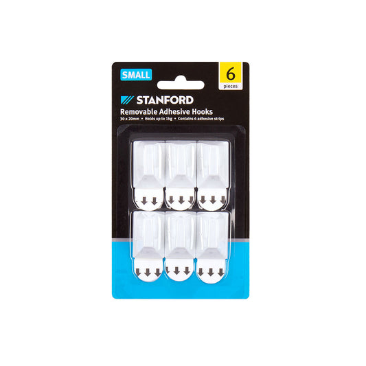 Stanford Removable Plastic Hook 3x2cm 6pk
