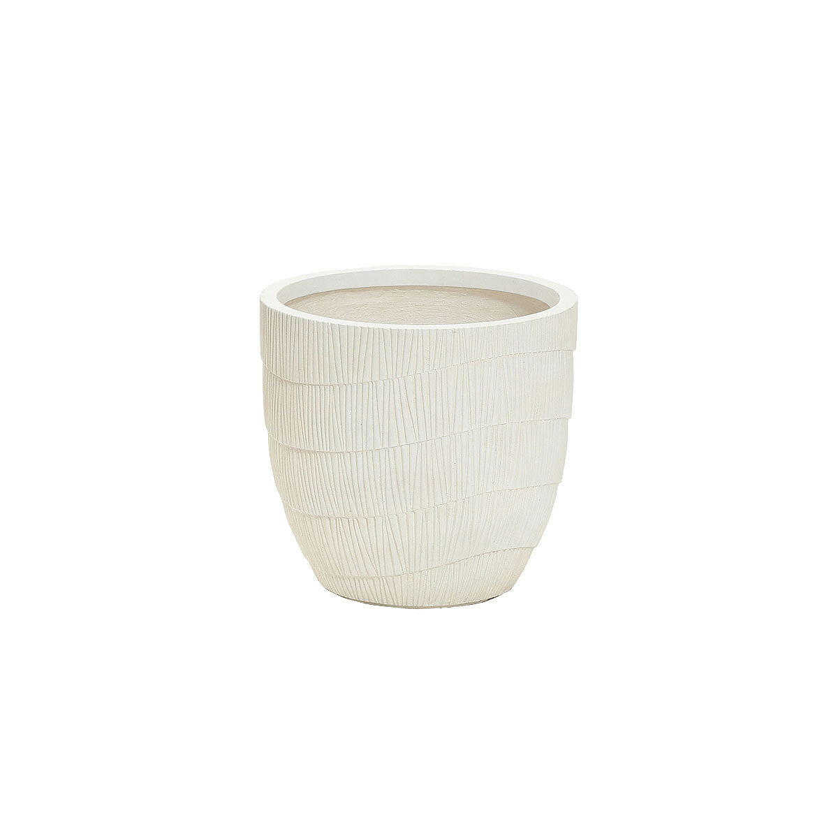 Fiber Clay Pot White Antique Large 37x37x35cm