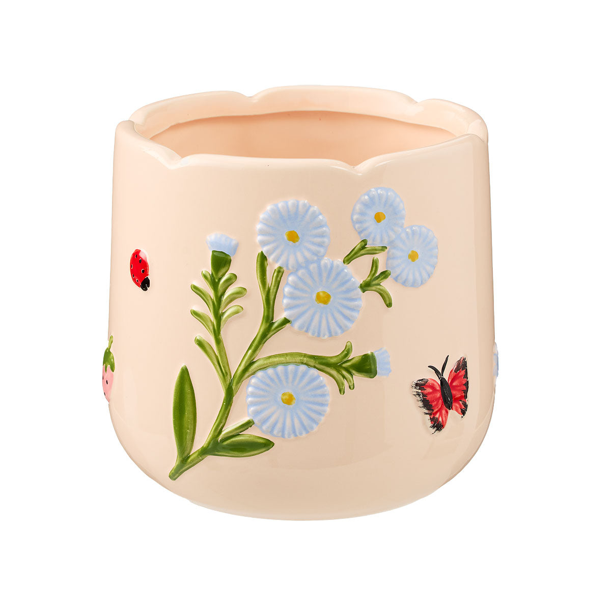 Ceramic Pot With Flower And Butterfly