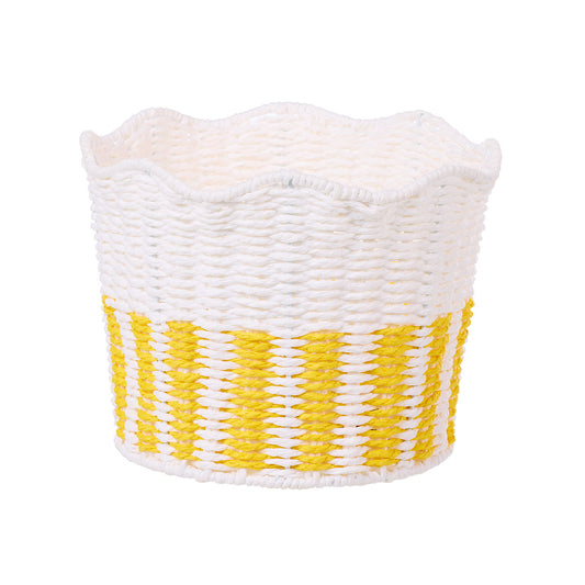 Scalloped Round Basket Yellow