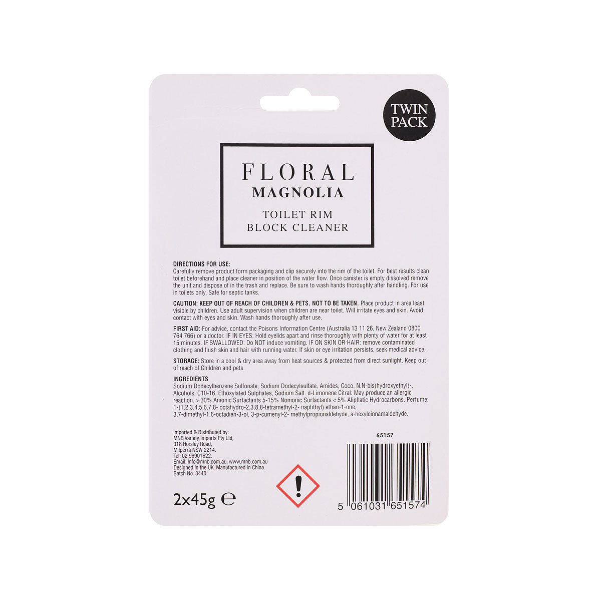 Floral Toilet Rim Block Cleaner Magnolia 2pk