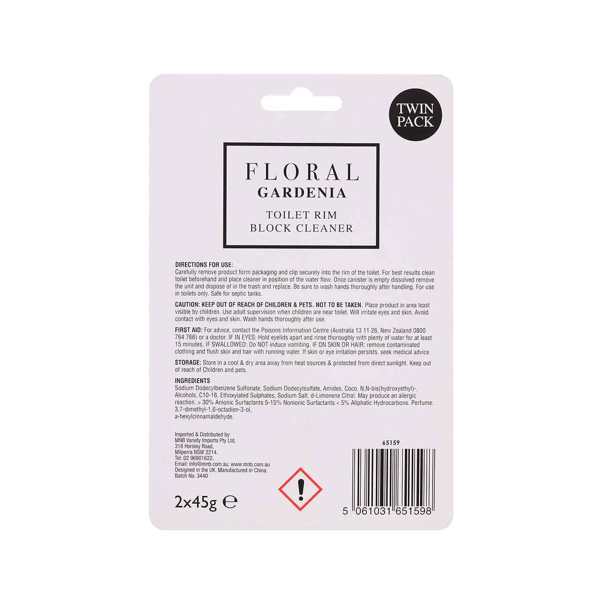 Floral Toilet Rim Block Cleaner Gardenia 2pk