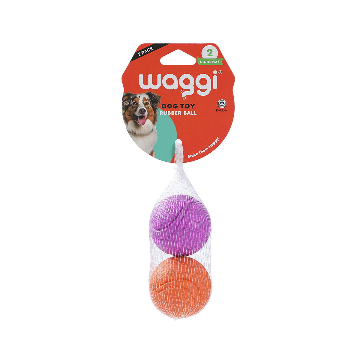 Waggi Rubber Ball 2pk       