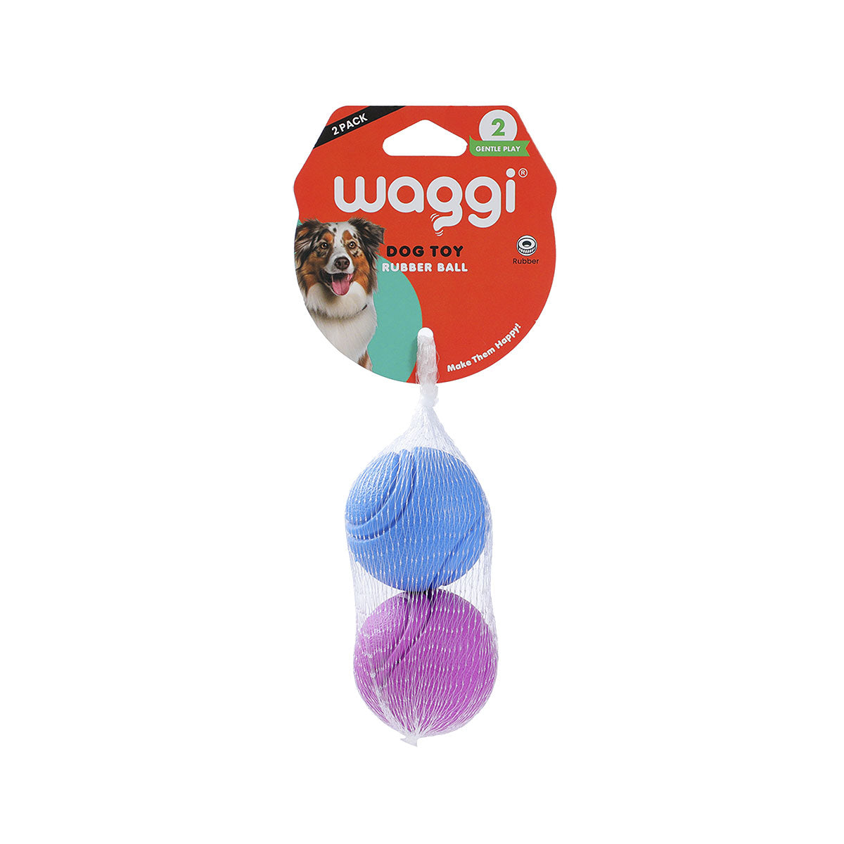 Waggi Rubber Ball 2pk       