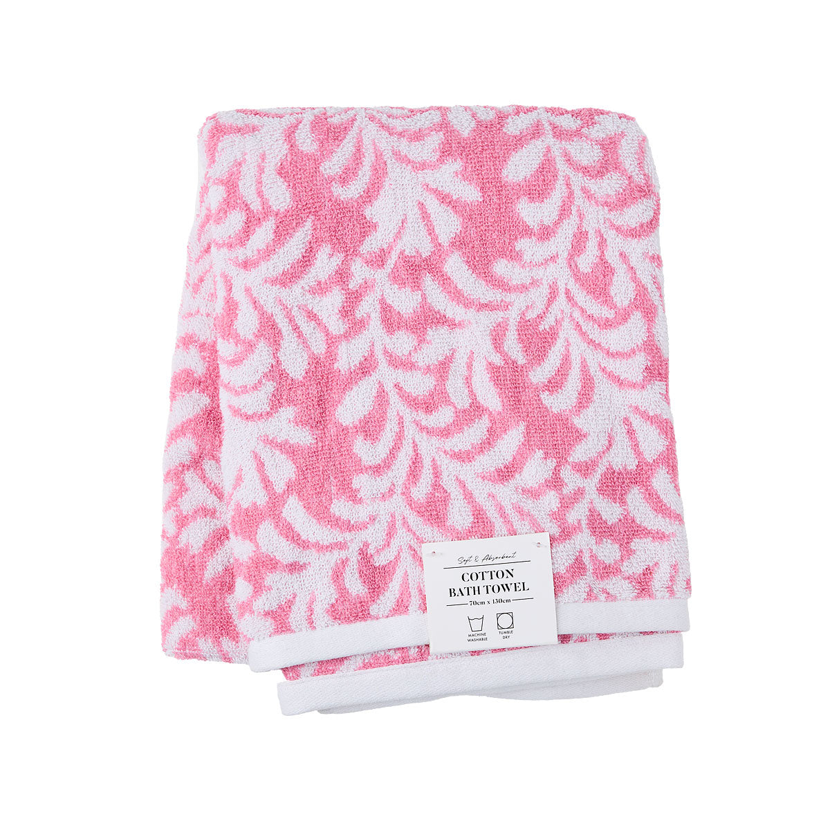 BathTowel Jacquard Leaf Pink 130x70cm