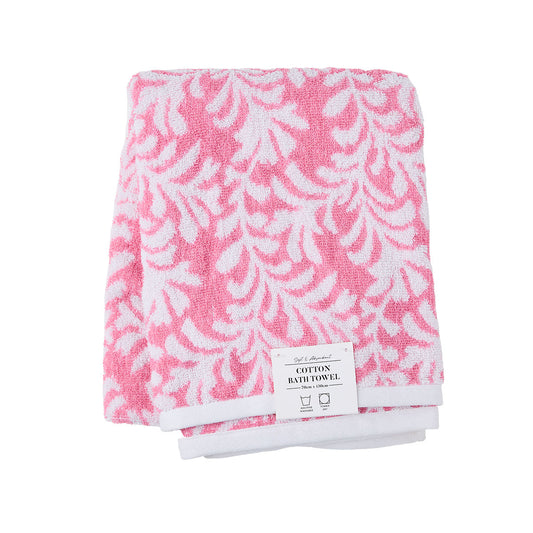 BathTowel Jacquard Leaf Pink 130x70cm