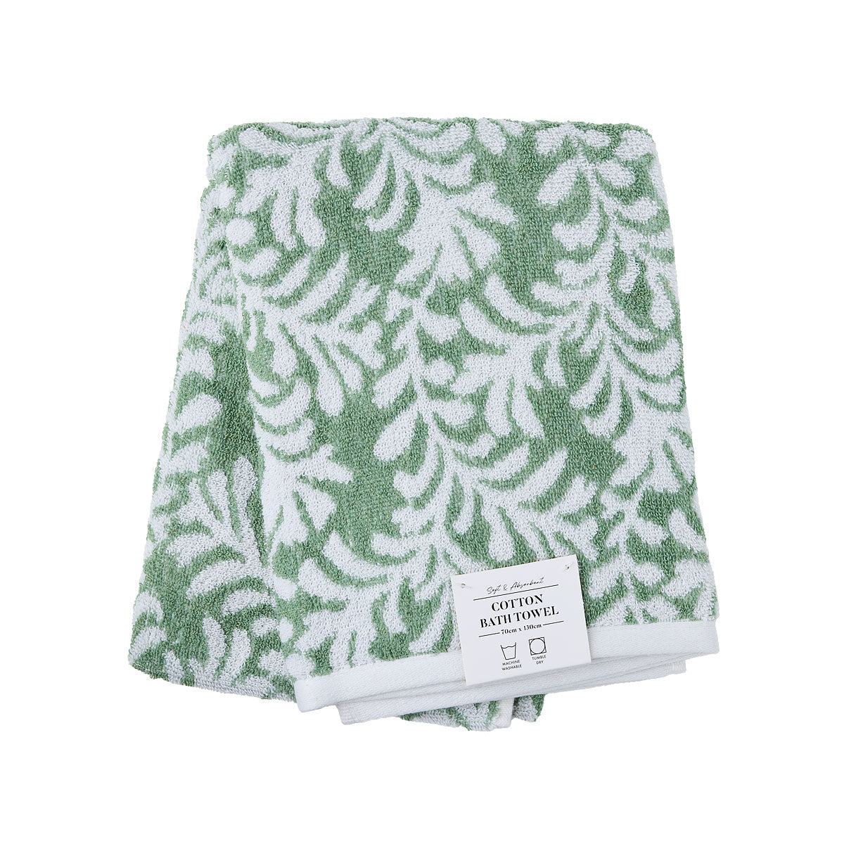 Bath Towel Jacquard Leaf Green 130x70cm