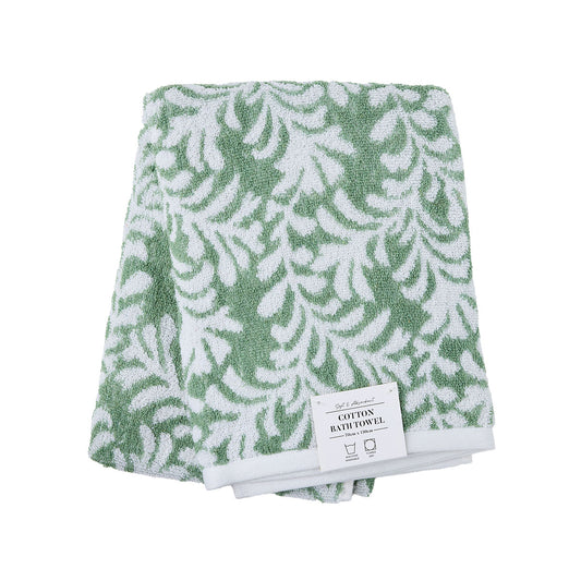 Bath Towel Jacquard Leaf Green 130x70cm