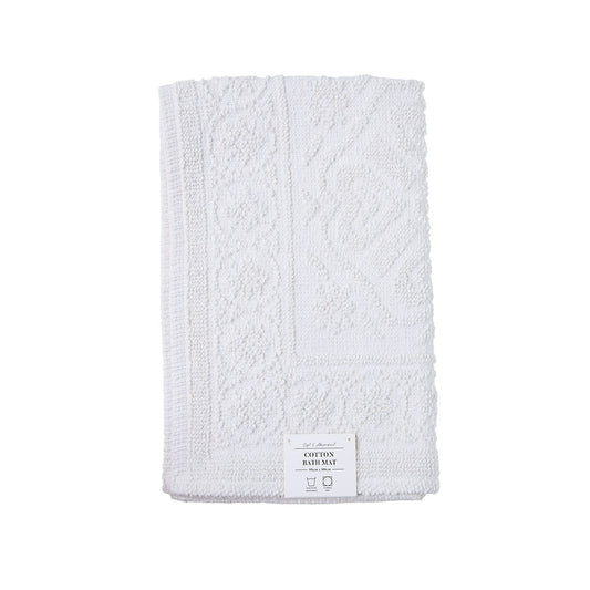 Bath Mat Loop Pattern White