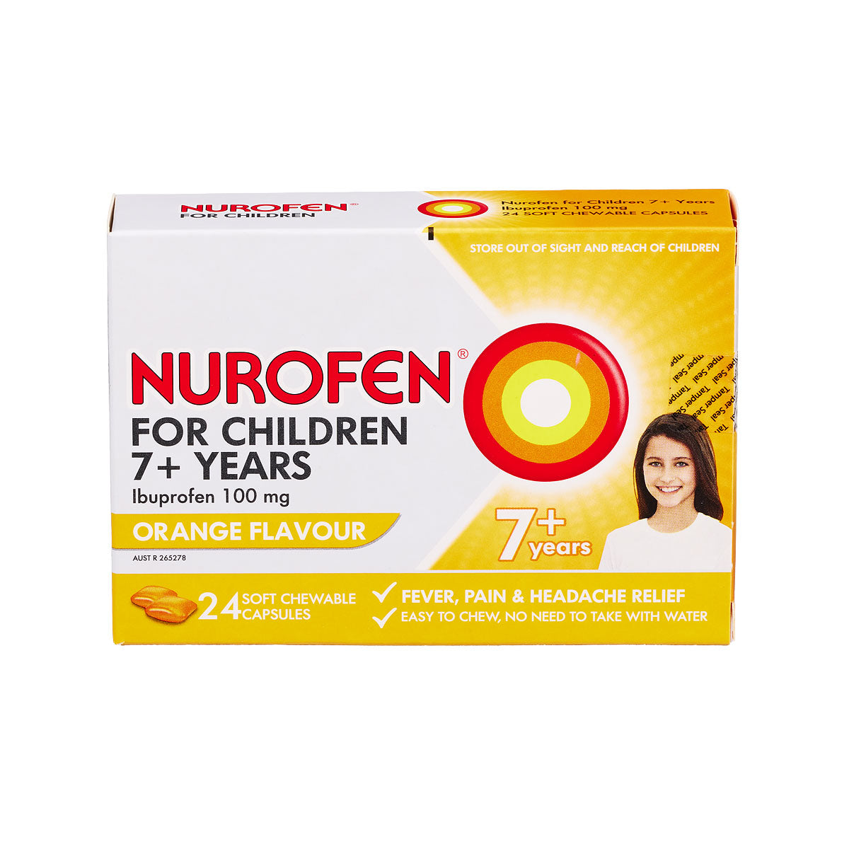 Nurofen For Children 7+ Chewable Capsules Orange 100mg 24pk