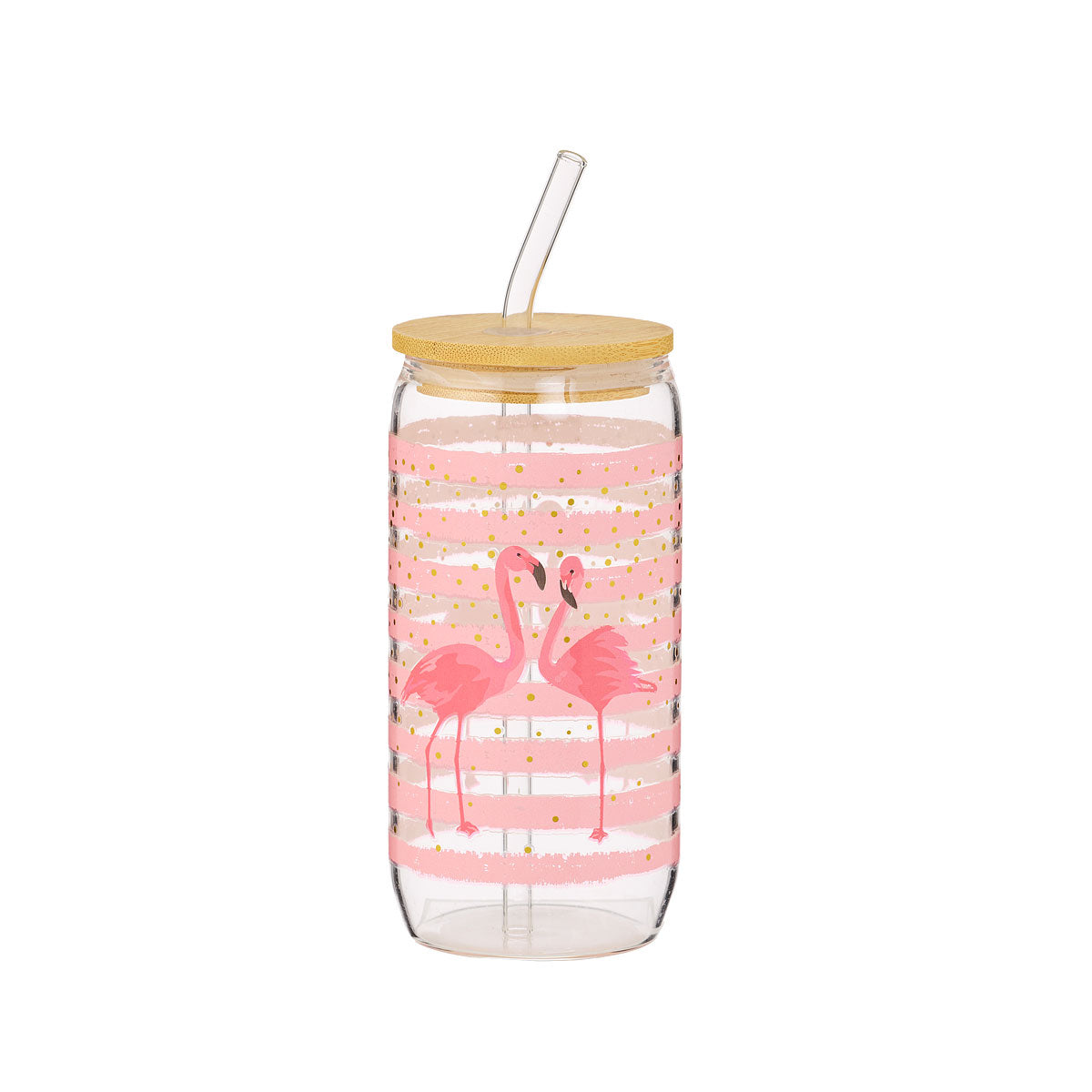 Flamingo Glass Smoothie Cup Assorted
