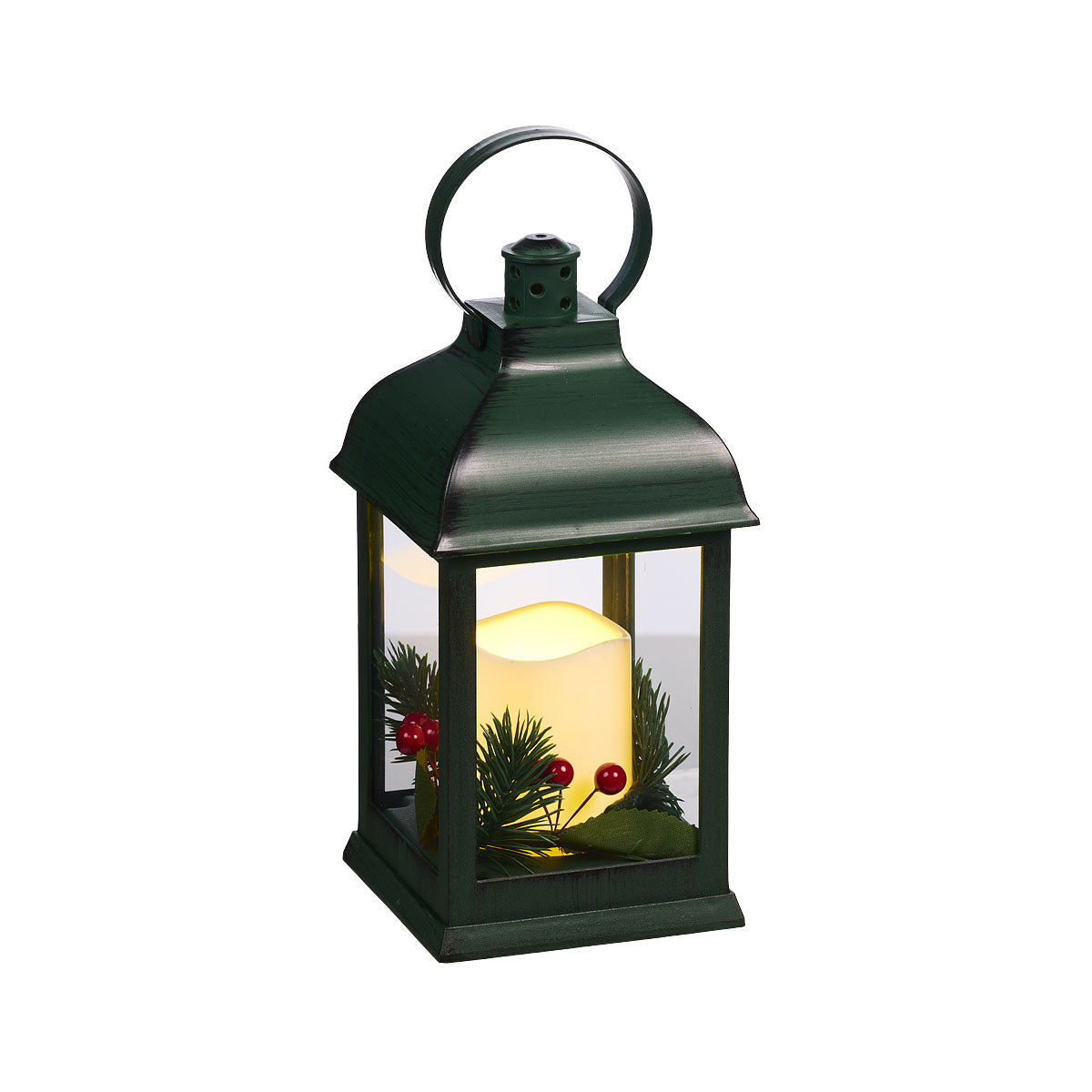 Christmas LED Antique Pillar Lantern Red/Green