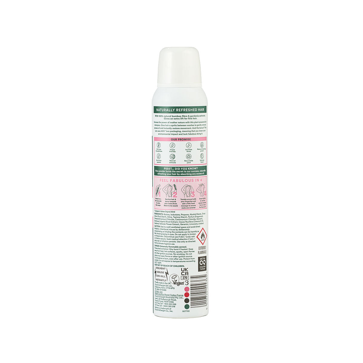 Batiste Dry Shampoo Bamboo Fibre and Gardenia 200mL/120g