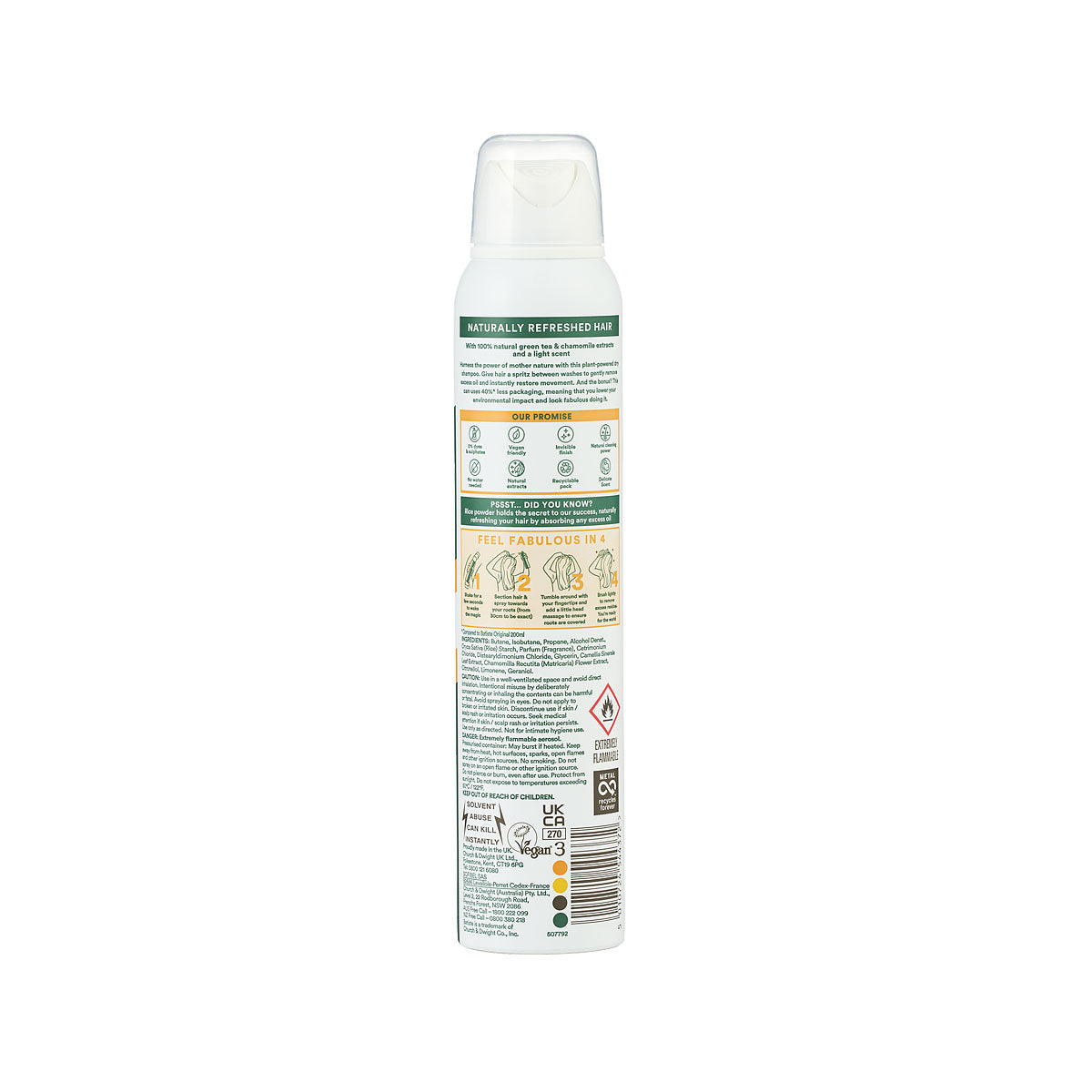 Batiste Dry Shampoo Green Tea and Chamomile 200mL/120g