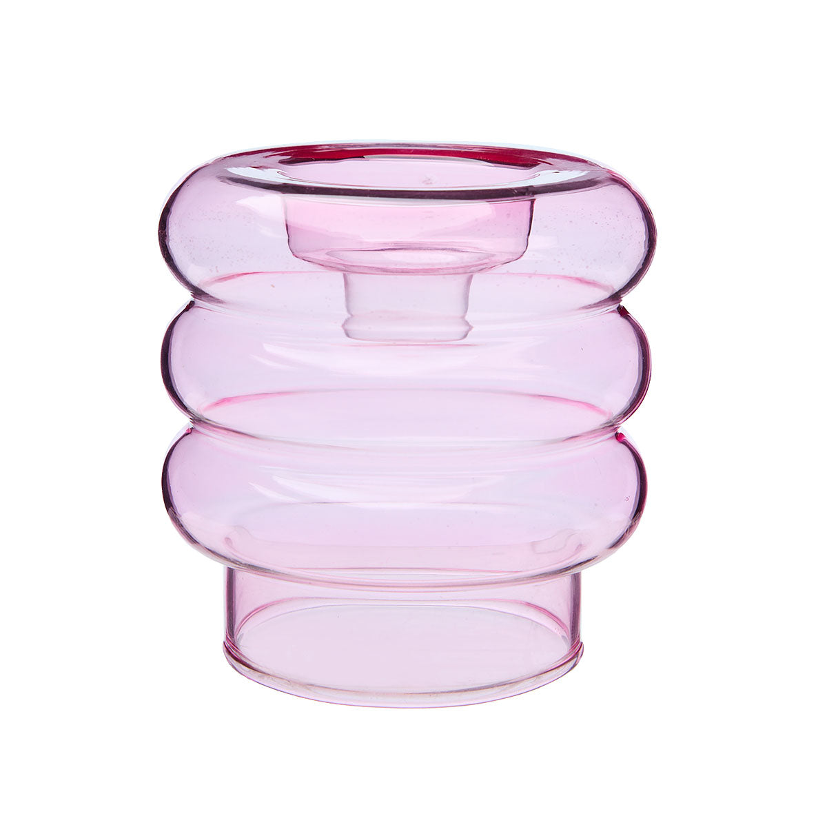 Tubular Glass Candlestick Holder Blue/Pink