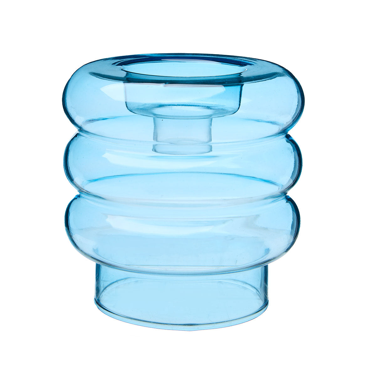 Tubular Glass Candlestick Holder Blue/Pink