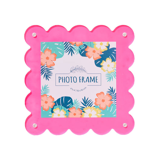 Scallop Photo Frame Pink/Aqua 4"x4"